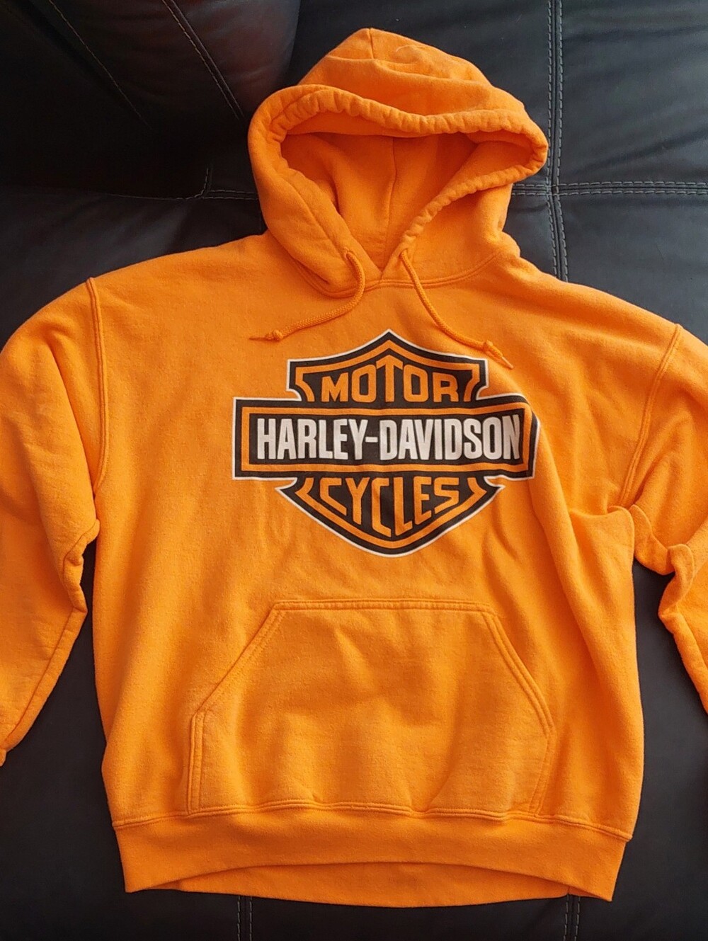 Harley-Davidson Orange Pullover Hooded Sweatshirt with Logo Women's Medium